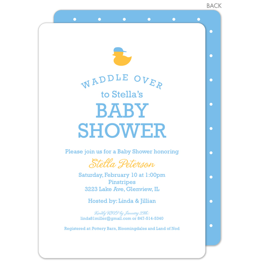 Blue Waddle Over Shower Invitations